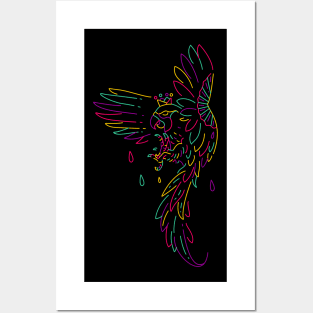 flying bird monoline Posters and Art